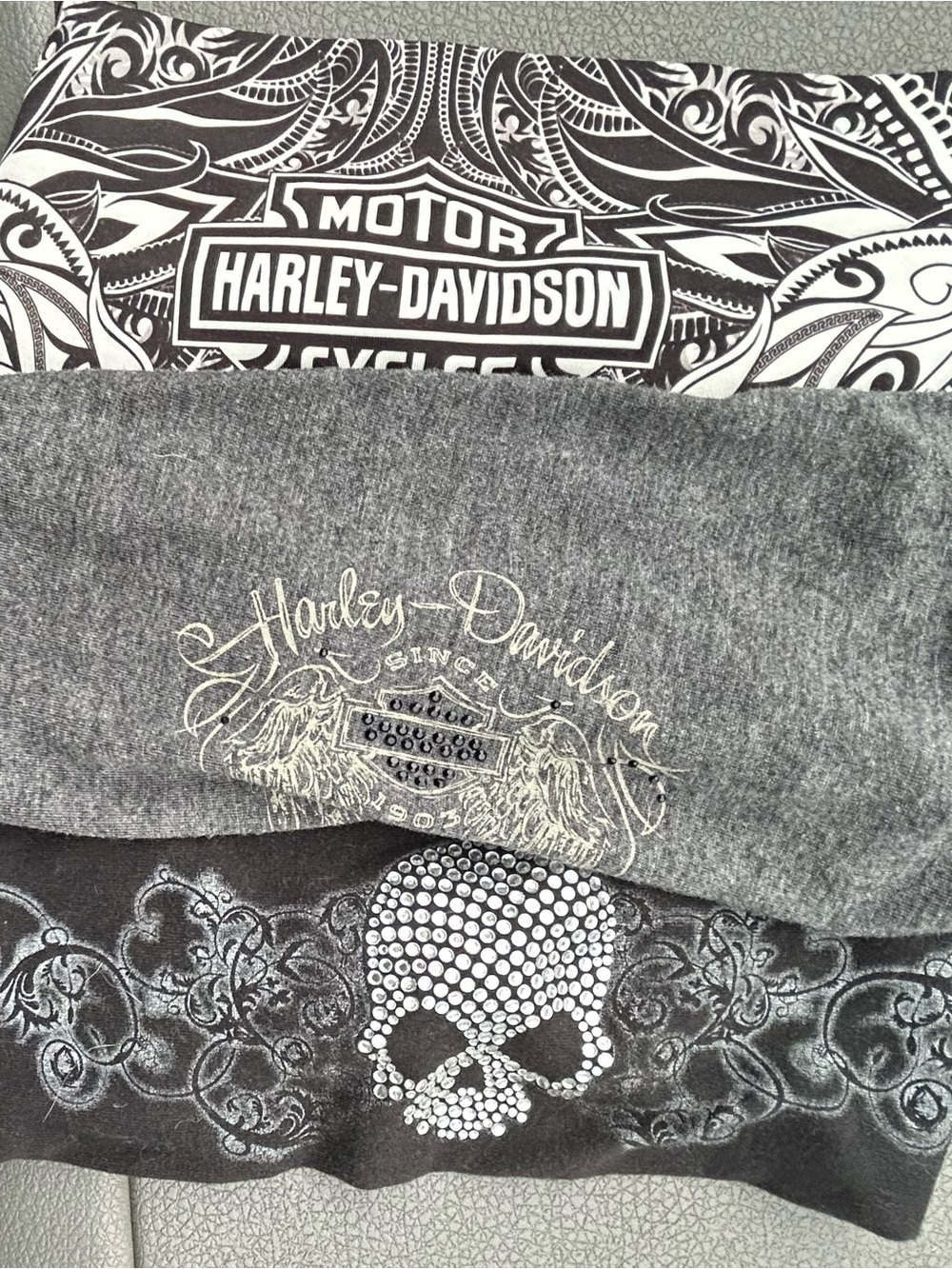 Harley-Davidson Black & Gray Graphic Bandana Trio